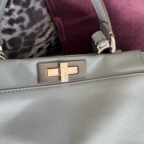 Fendi Gray/Blue Peekaboo Handbag with 2 Shoulder straps - Picture 8 of 12